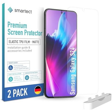 smartect TPU Schutzfolie 2 Stück Matt für Samsung Galaxy S24 | HD Panzerfolie Anti-Kratzer, Displayschutz entspiegelt, Blasenfrei, Fingerabdruck kompatibel, Hüllenfreundlich