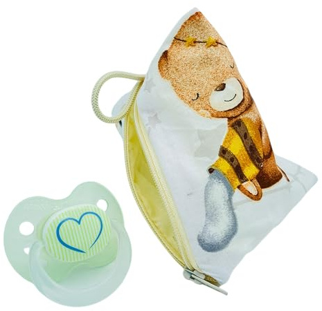 Aufbewahrung Schnuller-Tasche XL für 2-4 Nuckel Sternzeichen Sternbilder Bär weiß creme