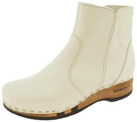 woody Damen Olga Clog Stiefelette, Creme, 39 EU