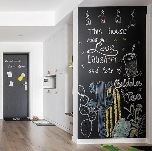 Tafelfolie Selbstklebend Schwarz | Kreidefolie Magnetfolie | Selbstklebende Tafelfolie Schwarz Matt als Tafel für Wand oder DIY Kreidetafel beschreibbar, abwischbar, magnetisch | (60x180cm)
