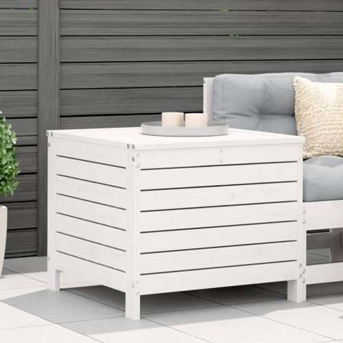Tidyard Gartenhocker Sitzhocker Campinghocker Fußhocker für Balkon Terrasse Weiß 62x63,5x53,5 cm Massivholz Kiefer