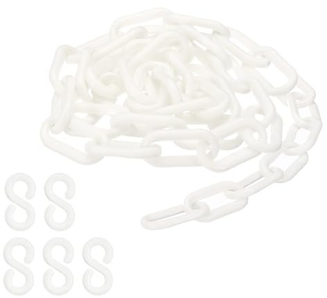 PATIKIL Cadena de Plástico, Cadena de Barrera de Seguridad de 3 Pies para Control de Multitudes, Eslabones de Cadena de Plástico Blancos de 1/4 de Pulgada (6 mm)
