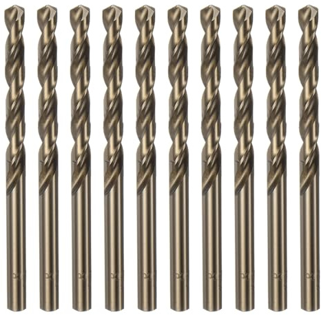 sourcing map 10 brocas Jobber de cobalto de 6 mm M35 de acero de alta velocidad HSS para acero inoxidable, metal profesional, cobre, madera, plástico y otros materiales duros