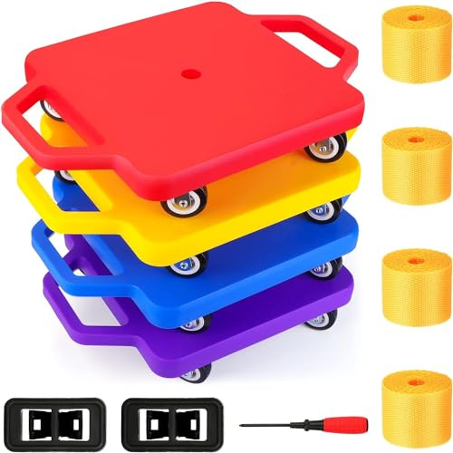Kids Sitting Scooter Board with Handle,360° Swivel Wheels | Stable Sensory Scooter 360° Swivel Wheels for Indoor Outdoor Play, Gym Class, Balance and Motor Skills