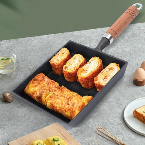 AUYART Mini poêle à frire, carrée, 18 cm, anti-adhésive, en fonte, pour omelette, moule à beurre, œuf au plat, petite 15,5 x 18,5 x 3 cm