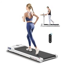 BLACK LORD Smart promenadmatta, 2-i-1 löparmatta under kontoret för hemmakontor, bärbar promenadjoggingsmaskin med app och fjärrkontroll vit