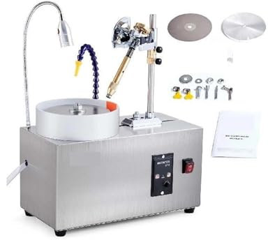 Smerigliatrice da Banco Macchina for sfaccettare me, lucidatrice for smerigliatrice di giada 180W, lucidatrice angolare for gioielli di roccia con velocità di rotazione regolabile 0-2980 giri/min