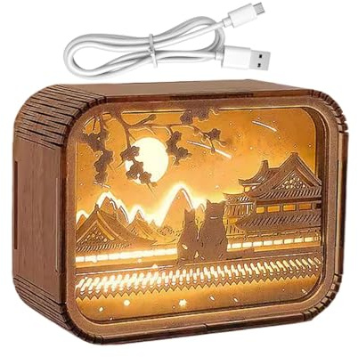 Rompecabezas de madera tallada a mano Luz nocturna Kit de luz nocturna Rompecabezas de madera Diseño personalizable Lámpara de noche Rompecabezas de madera de alta eficiencia energética Luz LED para