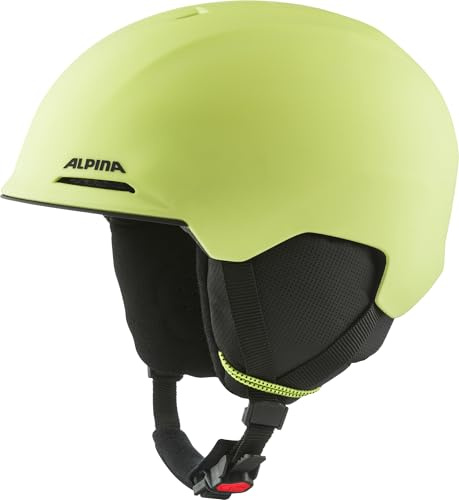 ALPINA Brix Jr - Casco de esquí Seguro y Ligero para niños, con Almohadillas de Orejas extraíbles, óptima absorción de Impactos y Buena ventilación, Sunny Lime, S (51-55)