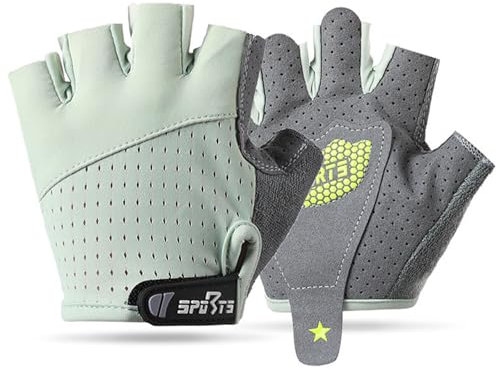 FYting Fahrradhandschuhe Kinder,Reithandschuhe Kinder,Fingerlose Handschuhe,Bequeme Atmungsaktive, Schutzpalmen für Eislauf, Roller,Sportarten Im Freien, Sportunterricht(Grün,M)