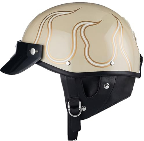 Open Faced Motorcycle Helmet, Casco Per Adulti, Casco Moto Vintage, Casco Scodella casco Moto Mezzo Casco Retrò Casco Anticollisione Sicurezza Omologato DOT/ECE Per Scooter Chopper 8,M
