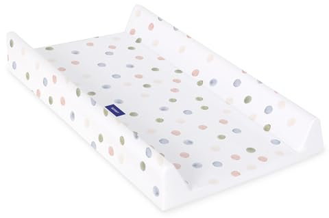 Bonky® Materassino Fasciatoio 80x50 cm con Bordo Rialzato – Fasciatoio Neonato Morbido e Impermeabile, Certificato Öko-Tex, Cuscino Lavabile per Bambini e Bambine - Puntini colorati