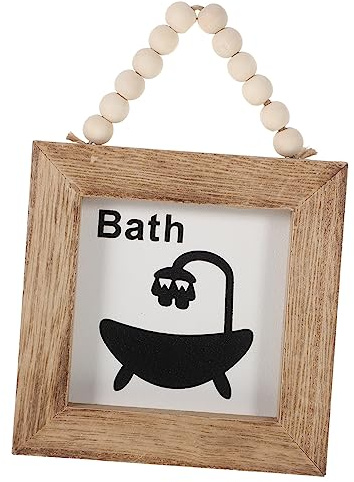 Homoyoyo Dekoratives Badezimmer Holzschild mit Hängender Plakette Wc Schild für Wanddekoration Rustikaler Stil für Bad und Toilettentür