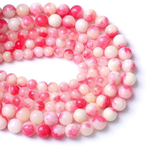 120 pezzi 6 mm rosa tormalina giada 2 fili di perle di pietra per la creazione di gioielli fai da te