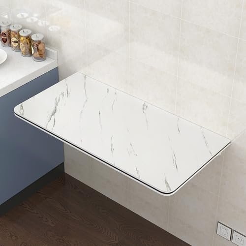 FGHDFH Wall Mounted Folding Table for Computer, Floating Desk for Wall Small Spaces, Fold Down Table for Home Office Laundry Room Workstation,Study Work Bench, Kitchen Dining (White, 40X70CM)