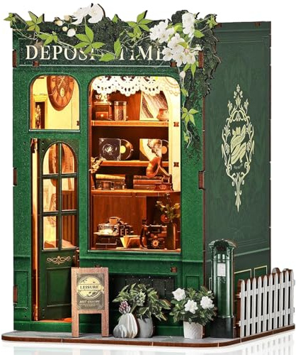 BELEEV Book Nook Kit DIY avec Lumière LED, 3D Puzzle Bois Miniature Maison a Construire, Décoration pour Enfant Etagère à Livres, Cadeau pour Fille Garçon et Amateurs de Puzzles, Moments dans le temps