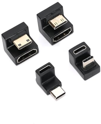 Ruimou 4Pcs Adaptador Mini HDMI A HDMI De 180 Grados Tipo-C A Tipo-C Adaptador Para Laptop/Consola De Juegos/Monitor Portátil/Cámara/Proyector