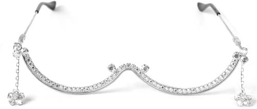 Hochwertige Brille mit Metallrahmen und funkelnden Strasssteinen, ergonomisches Design für Komfort und modernen Look, Metallrahmen, Brillenzubehör, silber