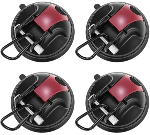 QWORK® 4 Stück Saugnapf Haken, Starker Halt Saughaken, für Camping, Wohnwagen, Wohnmobil