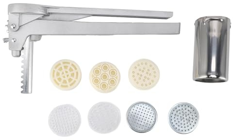 Macchina Tirapasta Manuale in Acciaio Inox, Macchinetta Stendi Pasta Compatta per Pasta Fresca - Versatile con 7 Stampi, Facile da Pulire e Salva Spazio in