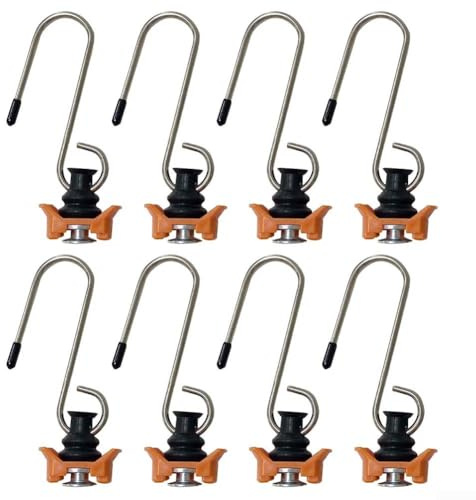 Homeponnew Set of 8 Alloy Airline Rail Hooks with Single End Fittings, Cargo Hanging Hooks for Van and Trailer Rails, Secure Load Organizer for Transport Up to 50kg Capacity