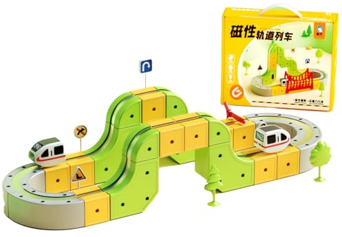 Electric Train Set - Treno Elettrico per Bambini, Vagoni Magnetici, Binari con Ponte e Segnaletica, Regalo di Compleanno e Natale per Bambini e Bambine dai 3 Anni (71pcs)