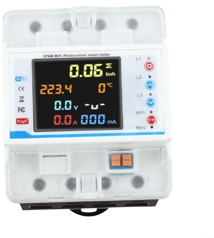 Compteur d'électricité intelligent photovoltaïque triphasé avec connectivité WiFi via application, 100 A AC380 V monté sur rail DIN, pour systèmes solaires photovoltaïques, pour maisons, laboratoires