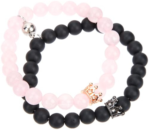 JOINPAYA Partnerarmbänder aus Legierung und Glas Leicht und Formbeständig mit Halbkugelförmigen Perlen für Valentinstag und Besondere Anlässe