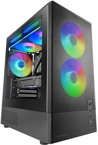Mars Gaming MC-Onyx, Caja Gaming MicroATX, Frontal Mesh Metálico, Ventana Lateral Cristal Templado, 3X Ventiladores ARGB FDB, Estructura Doble Cámara, Soporte Refrigeración Líquida hasta 240mm, Negro