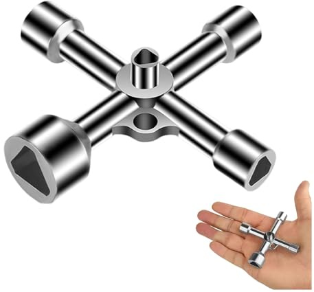 Funngy Llave Triangular,Llave Triangular 5 en 1 Universal Llave Contador Agua Multifuncional con 5 Tamaños (7mm,10mm,12mm,13mm,18mm) para Gas Agua Terminal Basura y Caja Eléctrica