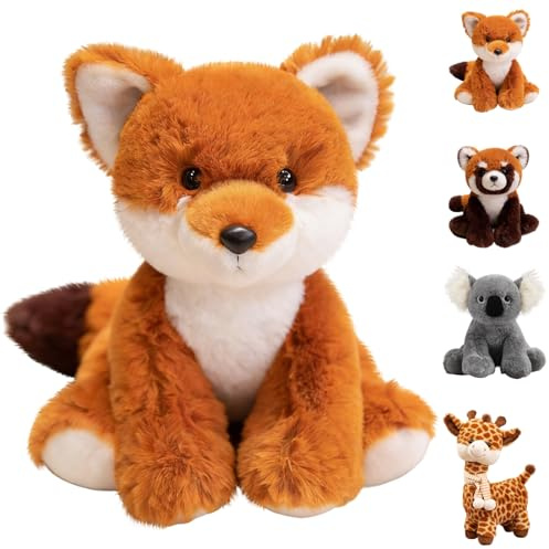 AUNGCSHE Fuchs Kuscheltier, Kuscheltier Fuchs Sitzhaltung, Flauschiger Plüschtiere für Spielen, Sammeln, Kuscheln, Geburtstagsgeschenk für Kinder