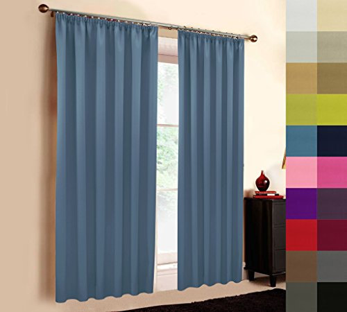 Sun World Hochqualitativer Verdunkelungsvorhang nach Maß, Kräuselband, Schlaufen, Maßanfertigung, Thermovorhang Vorhang nach Maß, Gardinen nach Maß, Navy (320cmcm Höhe x 145cm Breite)