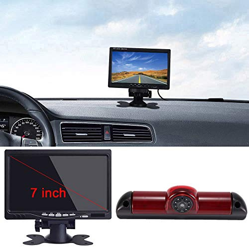 Auto Dach Top Mount Bremsleuchte Kamera Bremslicht Rückfahrkamera für FIAT Ducato/Peugeot Boxer/Citroen Jumper/Dodge+7 Zoll DVD Monitor TFT Bildschirm LKW KFZ LCD Display