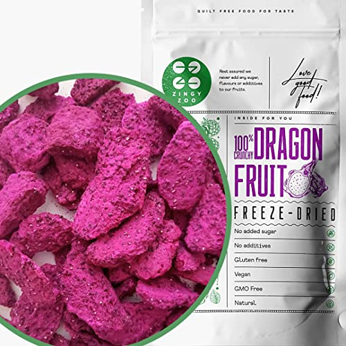 Pitaya Dragon Fruit | Frutto Del Drago Da Mangiare Frutta Liofilizzata Freeze Dried Pitahaya | Esotica Frutti Rossi Disidratati Frutto del Dragone Senza Zucchero Vegan Pink Smoothie Rosa Polvere