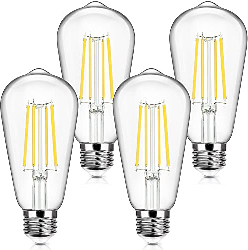 4-Pack Vintage E26 LED Edison Bulbs 100W Equivalent 1400LM High Brightness 8W ST58 LED Filament Light Bulbs 5000K Daylight White Medium Base CRI90+ Antique Clear Glass for Home Kitchen, Non-dimmable