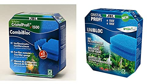 JBL Combibloc 6016000 Vorfilter-Einsatz und Feinfilterschaum, Für Filter CristalProfi e & UniBloc 6016200 Bio-Filterschaum Einsatz für Aquarienfilter CristalProfi e 150X, e 190X, 2er-Pack