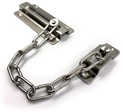 Door Chain Lock | Internal Door Restrictor/Limiter | Security Chain Lock for Front Door or UPVC Doors | 1 Piece of Chrome Plated Steel Door Safety Chain with Complete Fittings