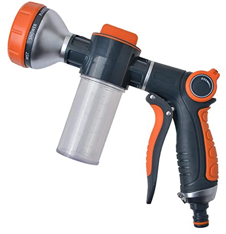 Voiakiu Manguera jardín Resistente - Manguera Agua para rociador jabón con dispensador | Pistolas Agua ergonómicas Alta presión con 8 Patrones Ajustables