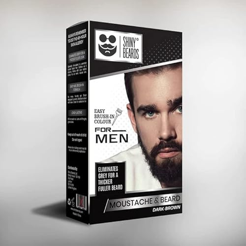 SHINY BEARDS Bartfarbe für Männer – dunkelbraune Farbe – beseitigt Grau