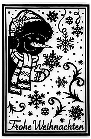 Ideen mit Herz Prägeschablone, Frohe Weihnachten & Schneemann, 14,5cm x 9,5cm