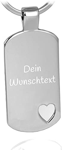 Tidero Schlüsselanhänger „Palma“ mit kleinem Herz personalisiert - mit Gravur Wunschtext Wunschgravur Liebe Paar - Geschenk Weihnachten Männer Frauen - personalisierbar