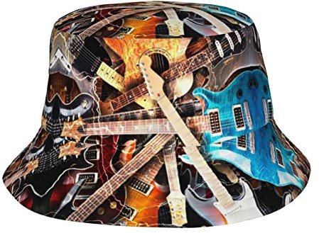 KIDINN Handgezeichneter Baseballschläger und Balldruck, Unisex, Outdoor-Sonnenhut, Magic E-Gitarre Musik, One size