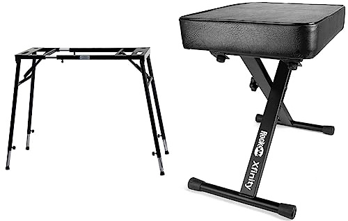 Classic Cantabile Keyboardständer Klapptisch & RockJam Premium Adjustable Padded Keyboard Bench or Digital Piano Stool