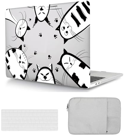 Laptop Hülle für MacBook Pro 13 Zoll Modell A1425 A1502 mit Retina Display 2015 2014 2013 2012 Freisetzung, Plastik Schützend Hartschale Case Cover & Tastaturschutz & Tasche, Katzen