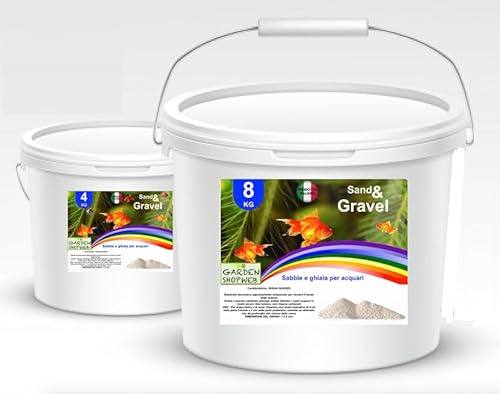 SABBIA O GHIAIA QUARZO BIANCO 4KG o 8KG PER ACQUARIO IN SECCHIELLO RIGIDO RICHIUDIBILE (8 KG, BIANCA FINISSIMA)