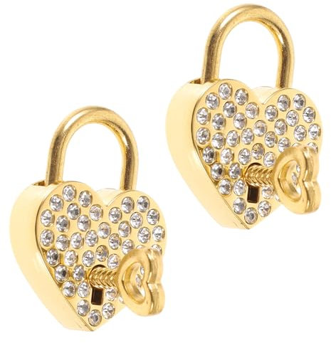 HEMOTON 6 Stk Valentinstag Sperren Sicherheitsschlösser Kleines Vorhängeschloss Mit Strasssteinen Goldene Strasssteine Sicherheitsschloss Rinstones Gepäckschloss Legierung Kristall