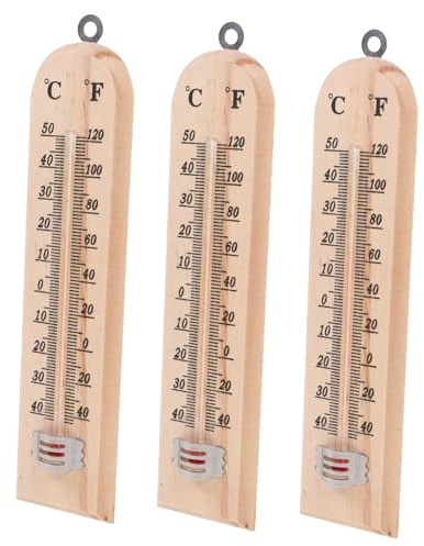 OFFSCH 3pezzi Termometro in Legno Per Uso Interno Termometro Durevole Per Serra Vivaio Design Sospensione Per Interni