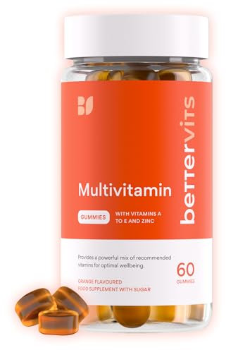 Bettervits Multivitamin Gummies with Zinc and Iodine | Immune Support & Energy with Gummy Vitamins A, B3, B6, C, D, E, Biotin | Chewable Multivitamins for Women, Men and Adults | 60 Gummies