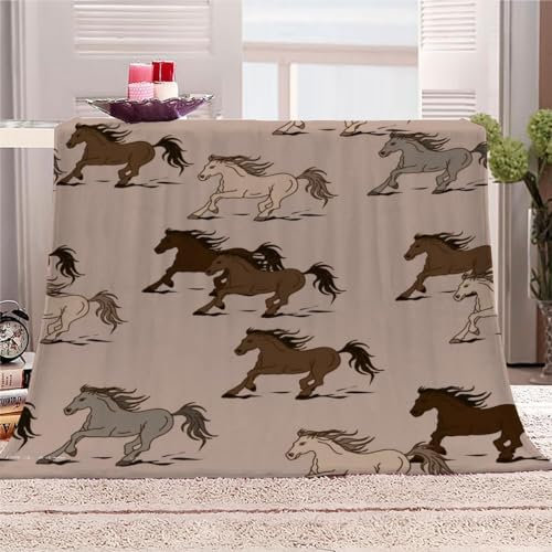 Kuscheldecke Flauschig Pferd 3D Decke 180x200 Tier Wohndecke Pferd Weich und Warme Flanell Fleecedecke für Sofadecke Couchdecke Tagesdecke 991m