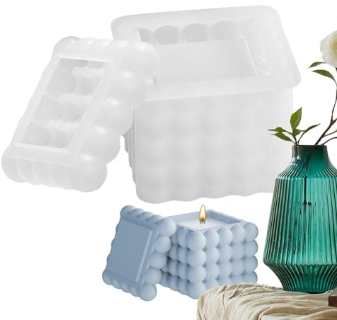Formen zur Kerzenherstellung, -Bubble-Würfel-Form, quadratische Gips-Aufbewahrungsbox, wiederverwendbare Form für Gips, Epoxidharz, Handwerk, Heimdekoration